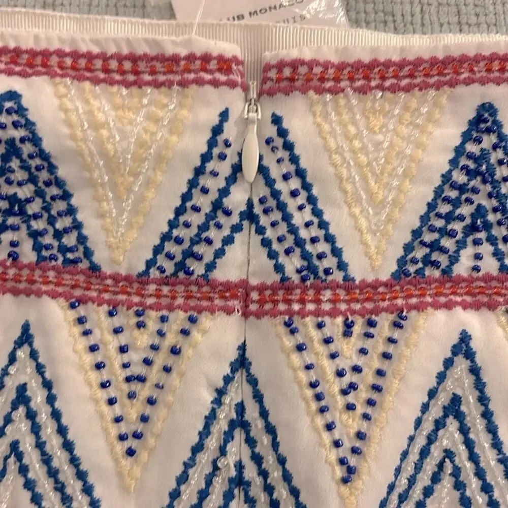NWT Club Monaco Menditha beaded chevron zig zag skirt